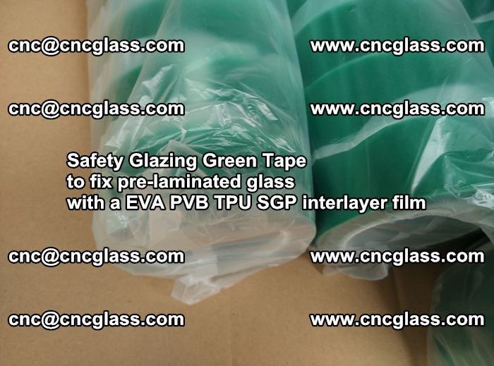 Safety Glazing Green Tape to fix pre-laminated glass with EVA PVB TPU SGP interlayer film (50)